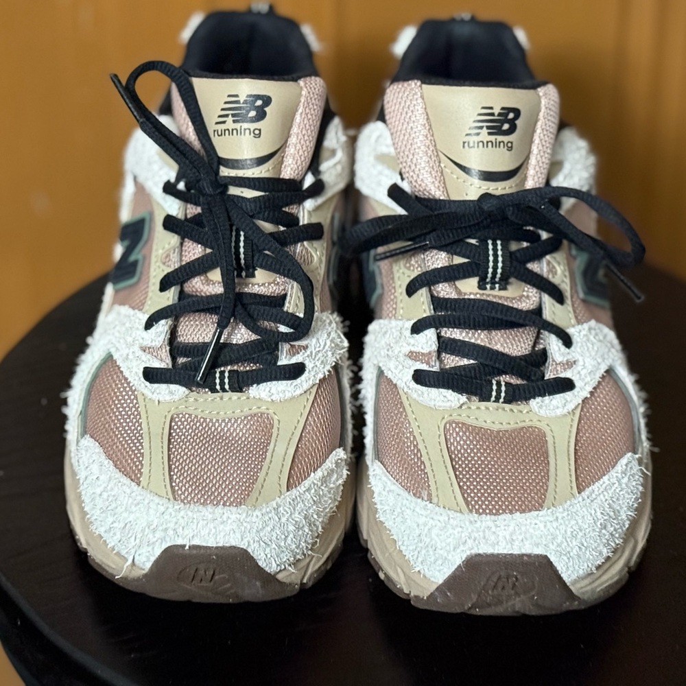 New Balance Beige and White Running Shoes